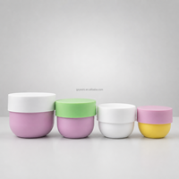 Pot en plastique coloré pour cosmétiques, beurre capillaire, crème pour le visage, 30g, 50g, 75g, 100g, 150g, 200g, 300g, 500g, 4oz, 8oz, 16oz avec couvercle blanc