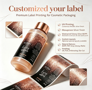 Custom Printed Metallic Glitter Adhesive <strong>Label</strong> Waterproof Oil Resistant Cosmetic Bottle <strong>Label</strong> for Skincare Hand <strong>Cream</strong> - Product Image 4