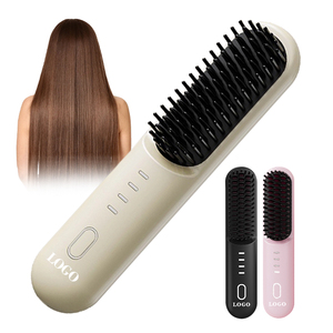Lisseur de <span class=keywords><strong>cheveux</strong></span> portable avec logo personnalisé, lisseur de <span class=keywords><strong>cheveux</strong></span> 2 en 1, mini lisseur de <span class=keywords><strong>cheveux</strong></span> rechargeable 4000 mAh, <span class=keywords><strong>brosse</strong></span> <span class=keywords><strong>chauffante</strong></span> rapide - Product Image 1