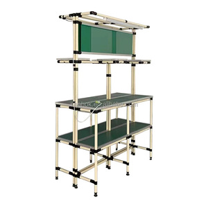Banco da Lavoro con Tubo Lean da 28mm di Diametro con Portalampada per Linea di Assemblaggio - Product Image 2