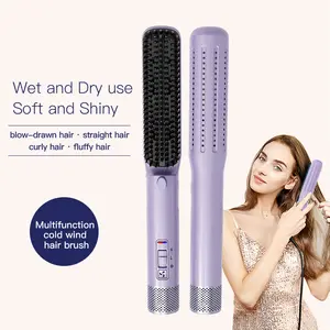 New Fashion Multi-functional 4 In 1 Hair Straightener Brush PTC Fast Heating Hair Comb Hot Airflow Hair Curling Iron Brush