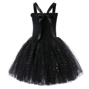 Nieuwe Halloween Heks Set Spin Cosplay Kostuum Voor Meisjes Zwart Mesh Pailletten Pompadour Jurk - Product Image 3