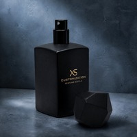 Flacon de parfum en verre noir mat de 30 ml avec bouchon facetté et col serti, emballage cosmétique vide, flacon de parfum, logo personnalisé