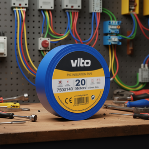 Ruban isolant en PVC Vito 19 mm 20 m bleu ignifuge pour câblage électrique - Product Image 3