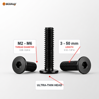 Sekrup Kepala Soket Profil Rendah Baja Tahan Karat 304 Hitam PVD CM DIN 7984 M2 M2.5 M3 M4 M5 M6 3mm-50mm Ultra Tipis Metrik CM