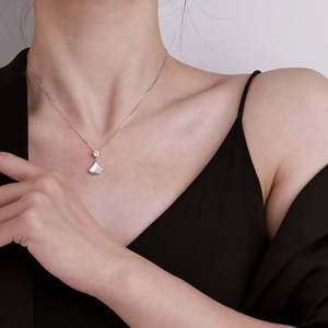S925 <b>Sterling</b> <b>Silver</b> Fan-shaped Moissanite <b>Necklace</b> - Product Image 4