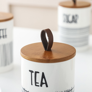 Großhandel Neuheit: Leicht Luxuriöses Nordisches Umweltfreundliches Regal für Küche, Kaffee, Tee, Zucker, Getreide-Aufbewahrung mit Bambusdeckel und Keramik-Verschluss - Product Image 6