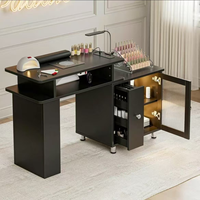 Table de manucure professionnelle moderne et écologique pour salon, avec plateau en bois résistant aux rayures et roulettes, pour la manucure et la protection contre la poussière