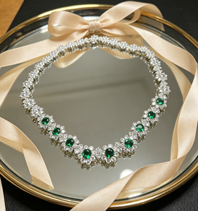 Collar de esmeralda cultivada en plata 925 que brilla por su elegancia, para uso diario, fiestas, días festivos, un gran regalo sorpresa para chicas L - Product Image 3