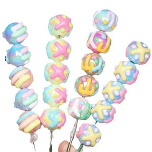 批发手机链DIY材质16毫米奶油手链可爱卡通手绘圆形宽松珠子钢笔 - Product Image 1