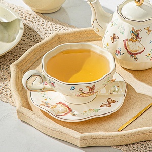 Set da tè e caffè in ceramica floreale retrò francese Design elegante piattino e tazza - Product Image 1