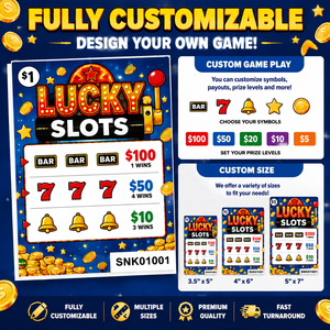 Fancy <b>Paper</b> Custom Size Slot Machine Theme Die cutting Shape Three Windows Secure Data Print Tear Off Tickets Pull Tab Card - Product Image 6