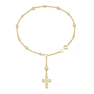 Milskye 925 sterling silver accessories women 18k gold religious rosary cross bracelet