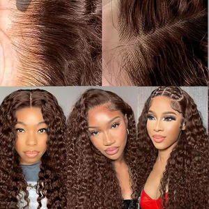 Sô cô la nâu sâu sóng tóc giả trong suốt HD ren phía trước màu tóc giả 13x4 13x6 nước xoăn glueless tóc giả tóc con người ren phía trước - Product Image 3
