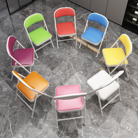 Chaise pliante en métal pour la maison, tabouret simple avec dossier, siège portable pour dortoir, bureau, salle à manger, ordinateur, conférence