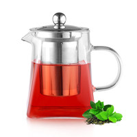 Théière en verre borosilicaté transparent épais de haute qualité avec infuseur en acier inoxydable de qualité 304