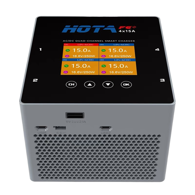 Hot Sales HOTA F6+ QUAD-CHANNEL Smart Balance Charger Power Supply 1000W for Agriculture Drone Compatible for DC 5-30V Input
