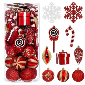 Set di Palline Natalizie a Forma di Bastoncino di Zucchero e Fiocco di Neve, Alta Qualità, Personalizzabili, in Plastica, Decorazioni Festive Invernali per Casa e Feste, 40 Pezzi - Product Image 1