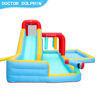 Doctor Dolphin – jouet de plein air bleu pour enfant, jeu de basket-ball gonflable, toboggan aquatique, maison gonflable, château de rebond