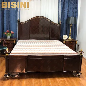 Noble Estilo Inglês Alexander Elder Sala Artesanais Shell Marchetaria Parquet Cama King Size Quarto Madeira Maciça Cama de Casal