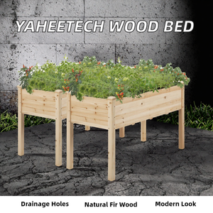 Yaheetech Modern Raised <b>Garden</b> Bed 48x24x30in Fir <b>Wood</b> -<b>Planter</b> Box Drainage Holes Weather Resistant Made in China Outdoor Use - Product Image 2