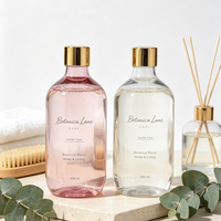 Bouteille diffuseur d'arômes en plastique PET transparent rose de 500 ml, rechargeable, avec bouchon à vis et design sérigraphié pour hydrolat