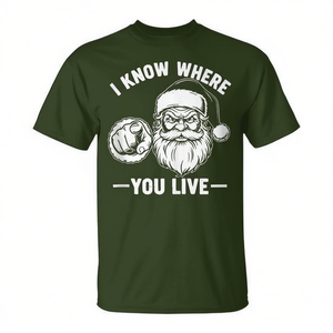 Camiseta navideña sarcástica de Papá Noel: Sé donde vives - Product Image 2