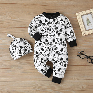 Ropa Unisex para Bebés al por Mayor, Conjuntos de Pijamas Estilo Panda de Dibujos Animados Chinos con Asiento Desplegable - Product Image 2