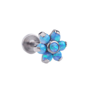 Prong Set G23 Titanio Opale Anelli Del Fiore Interno Monroe Labret Filettato <span class=keywords><strong>per</strong></span> Tragus <span class=keywords><strong>Helix</strong></span> Cartilagine - Product Image 2