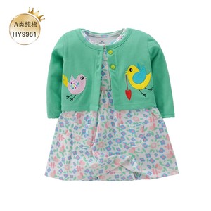 Продажа с фабрики, 100% хлопковое платье для маленьких девочек, летнее платье с цветочным принтом и оборками на рукавах, 2 шт. для детей 6-24 месяцев - Product Image 2