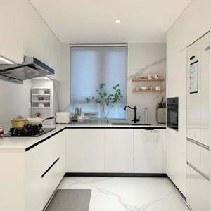 Gabinetes de Cocina Modernos Modulares Blancos de Panel Plano con Acabado Brillante de Diseño de Lujo, Muebles de Cocina Modernos - Product Image 1