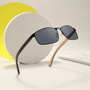 แว่นกันแดดโพลาไรซ์ UV400ทำด้วยมือมาใหม่2025พร้อมกรอบโลหะสีน้ำตาลแว่นกันแดดไม้ธรรมชาติโลโก้ตามสั่ง - Product Image 5