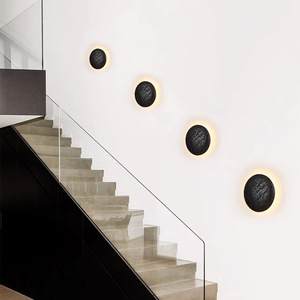 Lámpara de pared LED de piedra negra, accesorio de iluminación trasera minimalista moderno para dormitorio, pasillo, balcón - Product Image 4