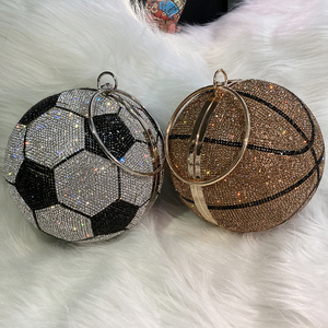 Bolsa de Futebol e Basquete com Strass para Mulheres, Bolsa de Luxo, Bolsa em Forma de Diamante, Bolsa Redonda, Forma de Bola, Brilho de Cristal - Product Image 1