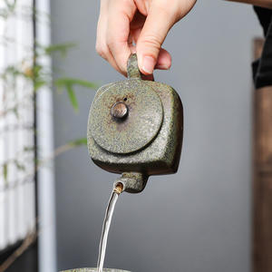 <span class=keywords><strong>Tetera</strong></span> de Cerámica Hecha a Mano con Diseño Retro de Buda Verde Musgo, Taza de Té Individual, Juego de Té Doméstico de Cerámica que No se Quema - Product Image 4