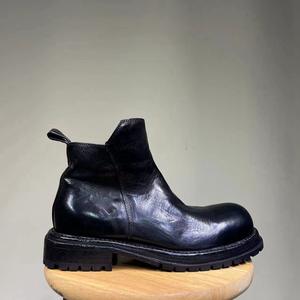 Botas de Motociclista de Cuero para Hombre, Estilo Biker, con Cordones, Botas de Tobillo para Hombre, Calzado Protector Antideslizante y Duradero, Zapatos Resistentes - Product Image 4