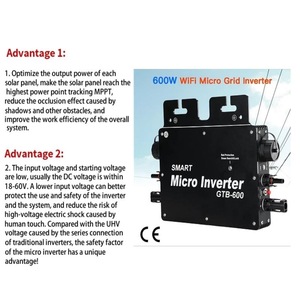Microinversor Inteligente de 600W, Entrada de CC de 18-60V, Salida de CA de 110V/220V, Inversor Solar Monofásico con Conexión a Red WiFi, GTB-600 - Product Image 1