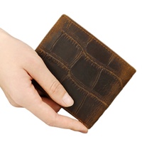 Dompet Pendek Andong untuk Pria, Kulit Sapi Asli, Gaya Retro Keren, Tempat Kartu, Motif Kulit Buaya, Dompet Pria