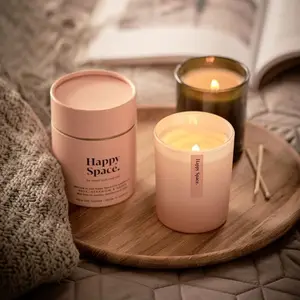 Luxury Custom Private Label Luxury Candle Glass Jar Box Paper Tube Candle Cylinder Packaging