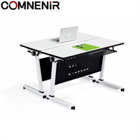 Table pliable moderne en métal + bois avec pieds à roulettes bureau et bureau de formation scolaire pour bureau salle de formation et salon