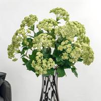 Bunga Hydrangea Plastik Realistis 3 Kepala Warna Kuning 74cm untuk Hiasan Rumah, Teras, Pernikahan, dan Pesta