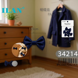 Noeuds papillon ILAN 3,5x2,5cm bleu marine 5 pièces pour accessoires vestimentaires pour enfants - Product Image 3