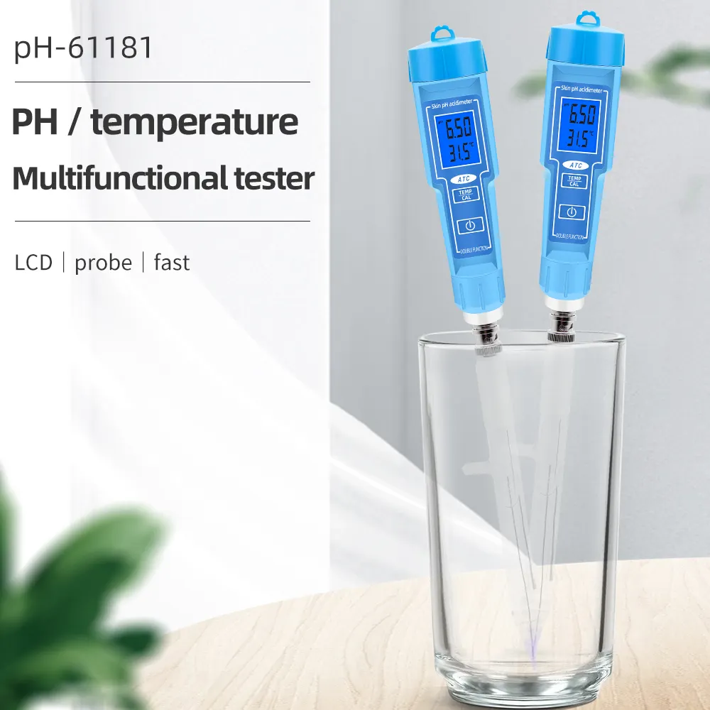 PH-6118 Water Kwaliteit Detector Tester Huid Ph Zuurweger Digitale 2 In 1 Ph Temp Meter Voor Vlees Cosmetische Water