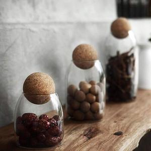 Stoples kaca penyimpanan tangki makanan dengan gabus bulat stoples permen bola lucu kaleng kopi bening kedap udara untuk dapur - Product Image 3