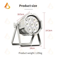 Venta Directa de Mini Foco LED Par de 7x10w, Carcasa de Aluminio Fundido, Luz Blanca RGBWA