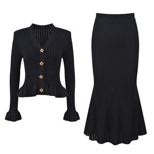 Traje Casual <span class=keywords><strong>Elegante</strong></span> de Alta Calidad <span class=keywords><strong>para</strong></span> <span class=keywords><strong>Mujer</strong></span>, con Botones, Tejido de Punto, Estilo Casual y <span class=keywords><strong>Elegante</strong></span> - Product Image 1