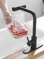 Robinet d'évier de cuisine noir à poignée unique, utilitaire commercial, en acier inoxydable, pulvérisateur cascade 3 fonctions