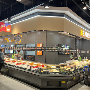 Supermercado Deli Use Carnicería refrigerada por aire Exhibición Refrigerador Congelador para carne fresca Mariscos Pescado-Estilo de una sola temperatura - Product Image 4