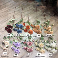 Vente en gros d'arrangement de fleurs artificielles de dahlia rose à 6 têtes, chrysanthèmes d'hibiscus pour mariage, noël et fête des mères