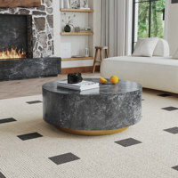 Table basse ronde moderne en MDF marbré avec tiroir, en stock aux États-Unis, livraison directe, par VOXHOME